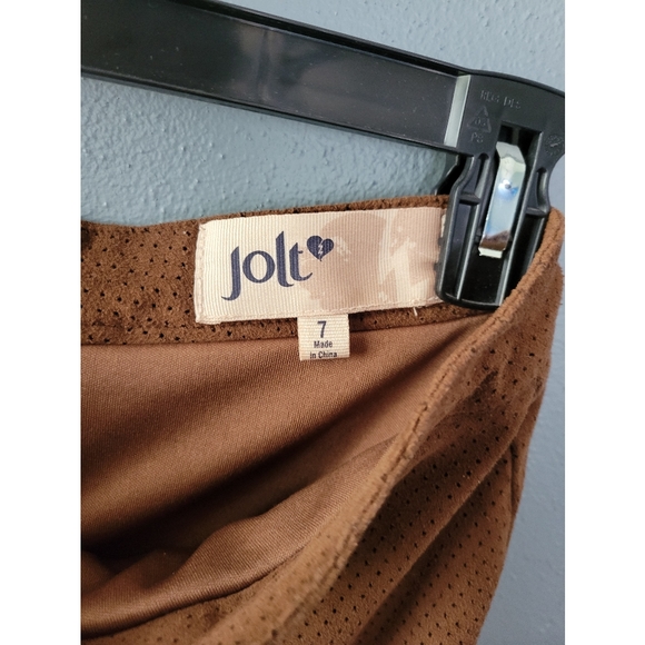 Jolt Brown Suede Button-down Skirt - Picture 2 of 4